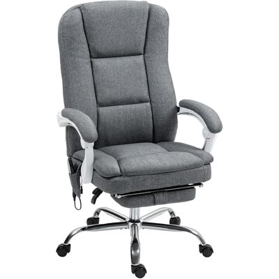 Homcom Sillón de oficina masajeador y calefactable silla de oficina con altura regulable respaldo reclinable 66x60x113-121cm gris Homcom Sillón de oficina masajeador y calefactable silla de oficina con altura regulable respaldo reclinable 66x60x113-121cm gris