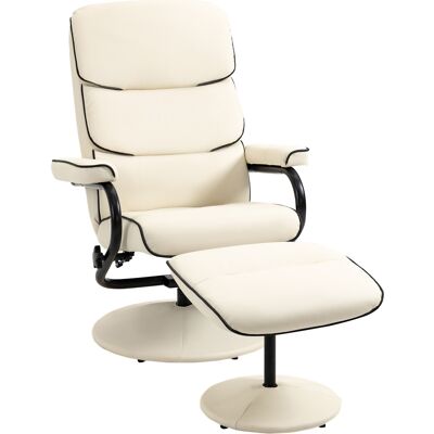 Homcom Sillón relax con puf, sillón TV con respaldo reclinable, giratorio 360° asiento acolchado y confortable, crema Homcom Sillón relax con puf, sillón TV con respaldo reclinable, giratorio 360° asiento acolchado y confortable, crema