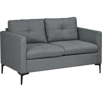 Homcom Sofá 2 plazas contemporáneo patas metal negro tejido aspecto lino gris oscuro Aosom España Homcom Sofá 2 plazas contemporáneo patas metal negro tejido aspecto lino gris oscuro Aosom España