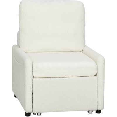Homcom Sillón convertible 1 plaza con almacenamiento oculto — asiento ancho acolchado — 72 x 85,5 x 91 cm — crema Homcom Sillón convertible 1 plaza con almacenamiento oculto — asiento ancho acolchado — 72 x 85,5 x 91 cm — crema
