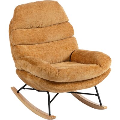 Homcom Sillón mecedora acolchado con patas de acero y patines de madera, Amarillo Homcom Sillón mecedora acolchado con patas de acero y patines de madera, Amarillo