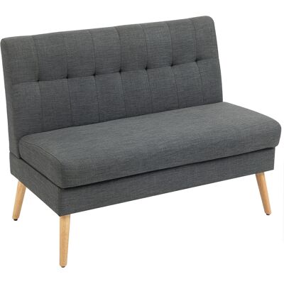 Homcom Sofá para 2 personas, respaldo capitoné, patas de madera, acolchado grueso, tipo lino, para espacios pequeños, gris Aosom España Homcom Sofá para 2 personas, respaldo capitoné, patas de madera, acolchado grueso, tipo lino, para espacios pequeños, gris Aosom España