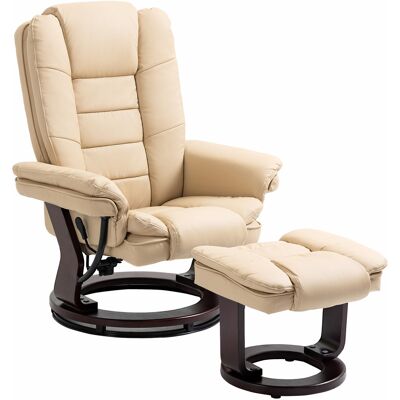 Homcom Sillón relax reclinable 135° gran confort giratorio 360° con reposapiés tapizado PU beige Aosom España Homcom Sillón relax reclinable 135° gran confort giratorio 360° con reposapiés tapizado PU beige Aosom España