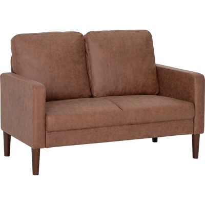 Homcom Sofá de 2 Plazas Tapizado en Microfibra con Patas de Madera Reposabrazos 130x78x85 cm Marrón Homcom Sofá de 2 Plazas Tapizado en Microfibra con Patas de Madera Reposabrazos 130x78x85 cm Marrón