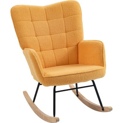 Homcom Silla Mecedora de Borreguito Sillón Balancín Oscilante 40° con Patas de Madera de Haya Carga 120 kg 71x98x101cm Amarillo Homcom Silla Mecedora de Borreguito Sillón Balancín Oscilante 40° con Patas de Madera de Haya Carga 120 kg 71x98x101cm Amarillo