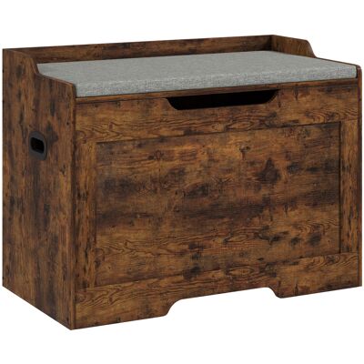 Homcom Banqueta contenedora de 103L multifunción color madera con cojín de tejido gris, 75x40x56 cm Aosom España Homcom Banqueta contenedora de 103L multifunción color madera con cojín de tejido gris, 75x40x56 cm Aosom España