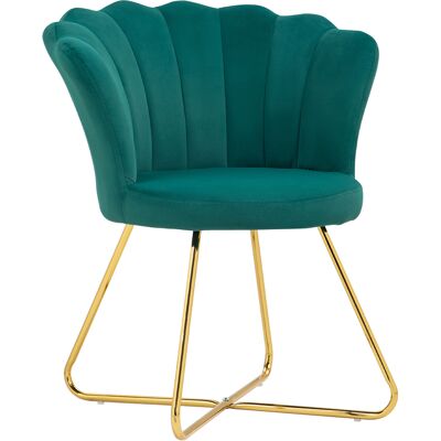 Homcom Sillón concha silla de tocador sillón de terciopelo sillón de salón con patas de acero 69 x 64 x 80 cm verde oscuro Homcom Sillón concha silla de tocador sillón de terciopelo sillón de salón con patas de acero 69 x 64 x 80 cm verde oscuro