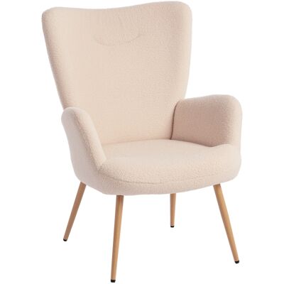 Homcom Sillón Moderno en Tejido Sherpa Acolchado con Respaldo Alto y Reposabrazos, Beige Aosom España Homcom Sillón Moderno en Tejido Sherpa Acolchado con Respaldo Alto y Reposabrazos, Beige Aosom España