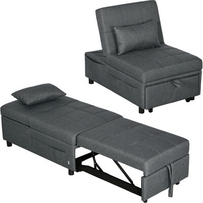 Homcom Sofá cama multifuncional 4 en 1, sillón cama abatible con respaldo ajustable y cojín Homcom Sofá cama multifuncional 4 en 1, sillón cama abatible con respaldo ajustable y cojín