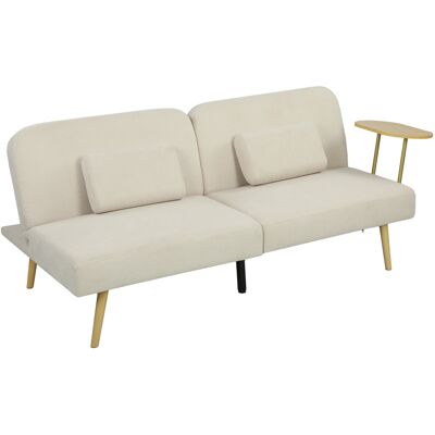 Homcom Sofá Cama de 3 Plazas con Mesa Auxiliar 3 en 1 con Respaldo Ajustable Apertura Clik-Clak 196x86x81 cm Beige Homcom Sofá Cama de 3 Plazas con Mesa Auxiliar 3 en 1 con Respaldo Ajustable Apertura Clik-Clak 196x86x81 cm Beige