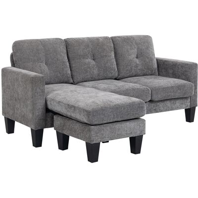 Homcom Sofá Chaise Longue Reversible con Estructura de Acero Tapizado en Chenilla 186x130x84cm Gris Oscuro Homcom Sofá Chaise Longue Reversible con Estructura de Acero Tapizado en Chenilla 186x130x84cm Gris Oscuro