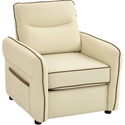Homcom Butaca de Salón Tapizada en Cuero Sintético Sillón Relax con Reposabrazos Acolchado Grueso para Dormitorio Beige Homcom Butaca de Salón Tapizada en Cuero Sintético Sillón Relax con Reposabrazos Acolchado Grueso para Dormitorio Beige