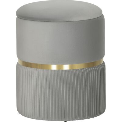 Homcom Banqueta de almacenamiento redonda, puff tapizado en terciopelo con tapa desmontable, asiento acolchado y almacenamiento oculto, Gris claro Aosom España Homcom Banqueta de almacenamiento redonda, puff tapizado en terciopelo con tapa desmontable, asiento acolchado y almacenamiento oculto, Gris claro Aosom España