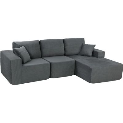 Homcom Sofá rinconero modular, sofá-cama en L con asiento profundo, reposabrazos anchos, 2 cojines, gris oscuro Aosom España Homcom Sofá rinconero modular, sofá-cama en L con asiento profundo, reposabrazos anchos, 2 cojines, gris oscuro Aosom España