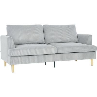 Homcom Sofá de 3 plazas, sofá con reposabrazos acolchado tapizado con textura de pana para salón Gris claro Aosom España Homcom Sofá de 3 plazas, sofá con reposabrazos acolchado tapizado con textura de pana para salón Gris claro Aosom España
