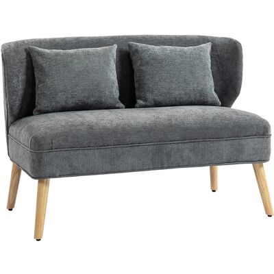 Homcom Sofá de 2 plazas, pequeño sofá de chenilla con respaldo orejero, asiento grueso, patas de madera de caucho, gris Aosom España Homcom Sofá de 2 plazas, pequeño sofá de chenilla con respaldo orejero, asiento grueso, patas de madera de caucho, gris Aosom España