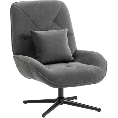 Homcom Sillón de acento giratorio, sillón tapizado de chenilla con cojín lumbar, respaldo alto, asiento profundo, gris oscuro Aosom España Homcom Sillón de acento giratorio, sillón tapizado de chenilla con cojín lumbar, respaldo alto, asiento profundo, gris oscuro Aosom España