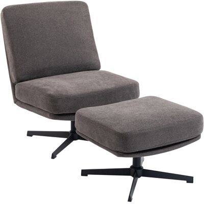 Homcom Sillón con reposapiés giratorio, sillón lounge con efecto lino para salón Gris oscuro Aosom España Homcom Sillón con reposapiés giratorio, sillón lounge con efecto lino para salón Gris oscuro Aosom España