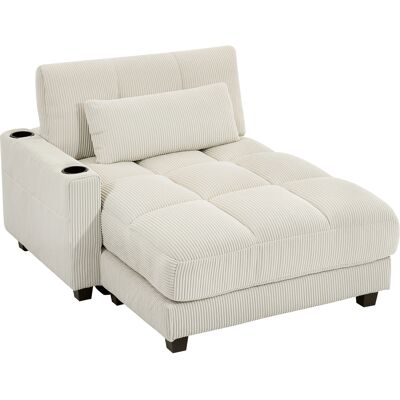 Homcom Sofá cama con cojín, espuma, convertible en cama, portavasos, Blanco crema Homcom Sofá cama con cojín, espuma, convertible en cama, portavasos, Blanco crema