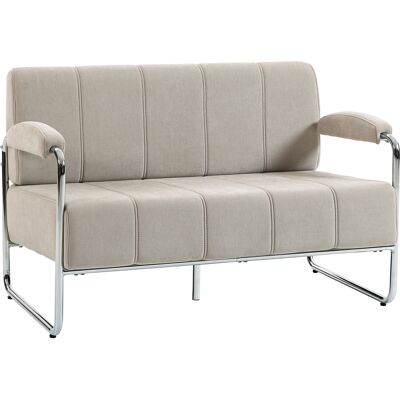 Homcom Sofá 2 Plazas Moderno Tapizado en Chenilla Beige, en Acero, Espuma y Tablero Multilaminado, 120x73x76 cm Aosom España Homcom Sofá 2 Plazas Moderno Tapizado en Chenilla Beige, en Acero, Espuma y Tablero Multilaminado, 120x73x76 cm Aosom España