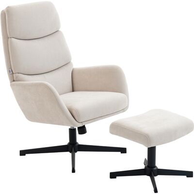 Homcom Sillón tapizado con reposapiés, sillón lounge con respaldo alto, base metálica, para salón, dormitorio, Beige Aosom España Homcom Sillón tapizado con reposapiés, sillón lounge con respaldo alto, base metálica, para salón, dormitorio, Beige Aosom España