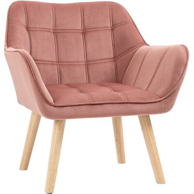 Homcom Butaca de Salón Moderna Tapizado en Terciopelo con Asiento Ancho Patas de Madera Sillón Relax para Sala de Estar Rosa Homcom Butaca de Salón Moderna Tapizado en Terciopelo con Asiento Ancho Patas de Madera Sillón Relax para Sala de Estar Rosa