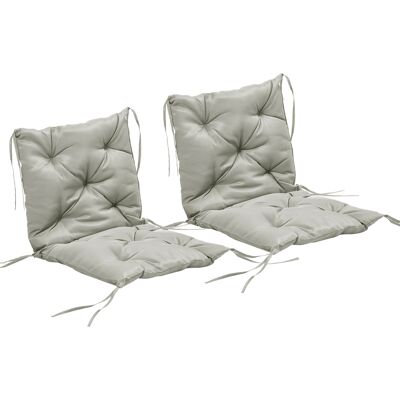 Outsunny Set de 2 cojines de asiento, 98 x 50 cm cojín para silla con cintas, funda de tela, 8cm de grosor Gris claro Aosom España Outsunny Set de 2 cojines de asiento, 98 x 50 cm cojín para silla con cintas, funda de tela, 8cm de grosor Gris claro Aosom España