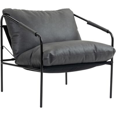 Homcom Sillón de salón en piel PU y estructura metálica con cojines gruesos, 74.5x75x77 cm, Gris carbón Aosom España Homcom Sillón de salón en piel PU y estructura metálica con cojines gruesos, 74.5x75x77 cm, Gris carbón Aosom España
