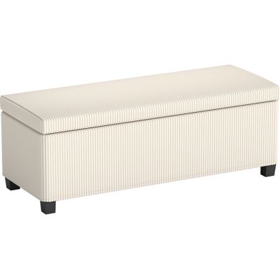 Homcom Banco Almacenaje Plegable Capacidad de 84 L 112x42x40cm Tapizado en Pana Pie de Cama para Sala de Estar Dormitorio Beige Homcom Banco Almacenaje Plegable Capacidad de 84 L 112x42x40cm Tapizado en Pana Pie de Cama para Sala de Estar Dormitorio Beige
