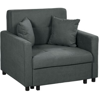 Homcom Sillón Cama en Tejido Efecto Terciopelo Gris con 2 Cojines y Espacio Contenedor, 100x98x88 cm Aosom España Homcom Sillón Cama en Tejido Efecto Terciopelo Gris con 2 Cojines y Espacio Contenedor, 100x98x88 cm Aosom España
