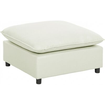 Homcom Reposapiés otomano de tela moderno con patas de plástico para salón y dormitorio, 75 cm, crema Homcom Reposapiés otomano de tela moderno con patas de plástico para salón y dormitorio, 75 cm, crema