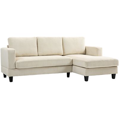 Homcom Sofá Chaise Longue de 3 Plazas en Forma de L Tapizado en Pana Asiento y Respaldo Acolchados 214x134x87 cm Beige Homcom Sofá Chaise Longue de 3 Plazas en Forma de L Tapizado en Pana Asiento y Respaldo Acolchados 214x134x87 cm Beige