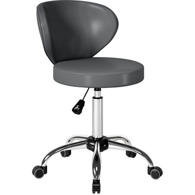 Homcom Taburete con ruedas, taburete de masaje en PU con altura regulable 73-88 cm y respaldo, giratorio 360°, gris Aosom España Homcom Taburete con ruedas, taburete de masaje en PU con altura regulable 73-88 cm y respaldo, giratorio 360°, gris Aosom España