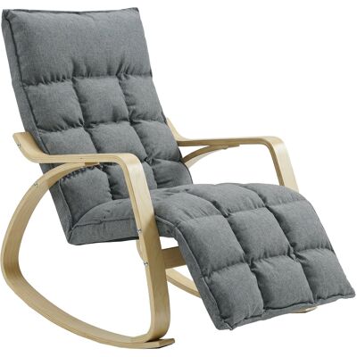 Homcom Sillón mecedor con reposapiés ajustable, sillón relax acolchado, gris Homcom Sillón mecedor con reposapiés ajustable, sillón relax acolchado, gris