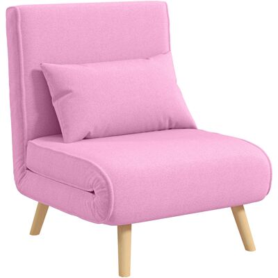 Homcom Sofá Cama Individual Tapizado en Lino con Respaldo Ajustable en 5 Posiciones y Almohada 72x75x85 cm Rosa Homcom Sofá Cama Individual Tapizado en Lino con Respaldo Ajustable en 5 Posiciones y Almohada 72x75x85 cm Rosa