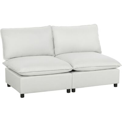 Homcom Sofá de 2 plazas, 146 cm sofá modular de cuero sintético con asiento ancho y profundo, cojines gruesos, montaje fácil, Gris Homcom Sofá de 2 plazas, 146 cm sofá modular de cuero sintético con asiento ancho y profundo, cojines gruesos, montaje fácil, Gris