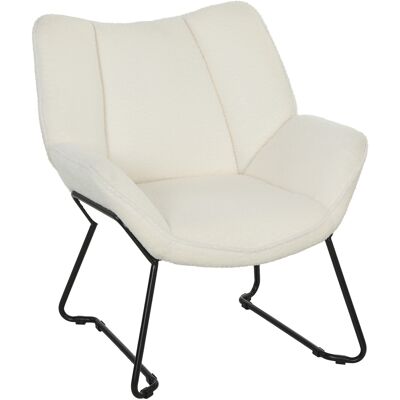Homcom Sillón de acento moderno, sillón tapizado en Sherpa-Fleece con respaldo ancho y patas de acero, fácil montaje, blanco Homcom Sillón de acento moderno, sillón tapizado en Sherpa-Fleece con respaldo ancho y patas de acero, fácil montaje, blanco