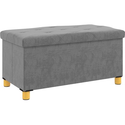 Homcom Banco Almacenaje Capacidad de 67 L 76x38x38 cm Tapizado en Terciopelo Carga 120 kg para Sala de Estar Dormitorio Gris Homcom Banco Almacenaje Capacidad de 67 L 76x38x38 cm Tapizado en Terciopelo Carga 120 kg para Sala de Estar Dormitorio Gris