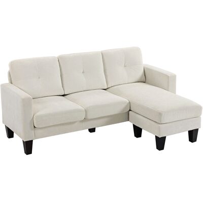 Homcom Sofá Chaise Longue Reversible con Estructura de Acero Tapizado en Chenilla 186x130x84cm Crema Homcom Sofá Chaise Longue Reversible con Estructura de Acero Tapizado en Chenilla 186x130x84cm Crema