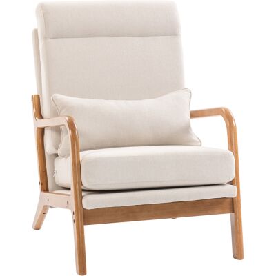 Homcom Sillón de salón, sillón auxiliar acolchado con efecto lino, asiento amplio, soporte lumbar, respaldo alto, 64x86x93cm, crema Homcom Sillón de salón, sillón auxiliar acolchado con efecto lino, asiento amplio, soporte lumbar, respaldo alto, 64x86x93cm, crema