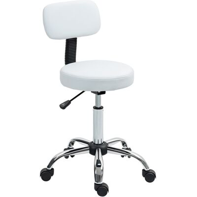 Homcom Taburete Giratorio con Respaldo y Ruedas Altura Regulable para Salones de Belleza Estudio de Tatuajes Blanco Homcom Taburete Giratorio con Respaldo y Ruedas Altura Regulable para Salones de Belleza Estudio de Tatuajes Blanco