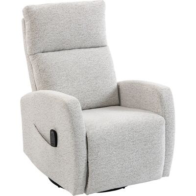 Homcom Sillón reclinable de masaje con calefacción, sillón de relajación en chenilla, respaldo ajustable, giro 360°, crema Homcom Sillón reclinable de masaje con calefacción, sillón de relajación en chenilla, respaldo ajustable, giro 360°, crema