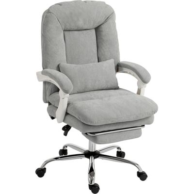 Homcom Silla de oficina ergonómica, sillón reclinable en terciopelo con soporte lumbar, altura ajustable, gris claro Homcom Silla de oficina ergonómica, sillón reclinable en terciopelo con soporte lumbar, altura ajustable, gris claro