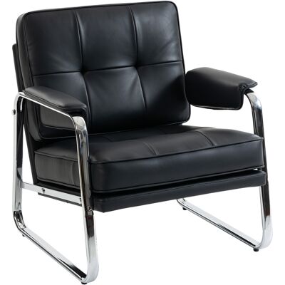 Homcom Sillón de cuero PU, sillón de acento con asiento ancho, espuma de alta densidad, acolchado grueso, montaje sencillo, Negro Homcom Sillón de cuero PU, sillón de acento con asiento ancho, espuma de alta densidad, acolchado grueso, montaje sencillo, Negro