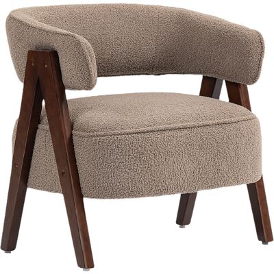 Homcom Butaca de Salón Tapizada en Borreguito Acolchada Gruesa Patas de Madera Respaldo Curvado 70x64x71 cm Marrón Claro Homcom Butaca de Salón Tapizada en Borreguito Acolchada Gruesa Patas de Madera Respaldo Curvado 70x64x71 cm Marrón Claro