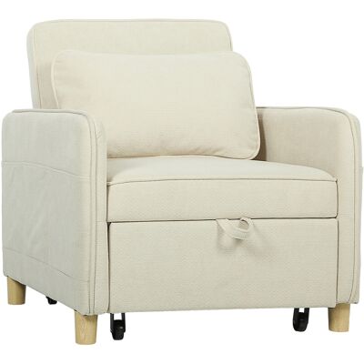 Homcom Sofá Cama Individual Sofá Cama Plegable 3 en 1 con Respaldo Ajustable y Cojín para Salón 74x85,5x82 cm Beige Aosom España Homcom Sofá Cama Individual Sofá Cama Plegable 3 en 1 con Respaldo Ajustable y Cojín para Salón 74x85,5x82 cm Beige Aosom España