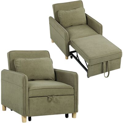 Homcom Sillón Cama Individual 3 en 1 Sofá Cama Plegable con Respaldo Ajustable y Cojín para Salón 74x85,5x82 cm Marrón Aosom España Homcom Sillón Cama Individual 3 en 1 Sofá Cama Plegable con Respaldo Ajustable y Cojín para Salón 74x85,5x82 cm Marrón Aosom España
