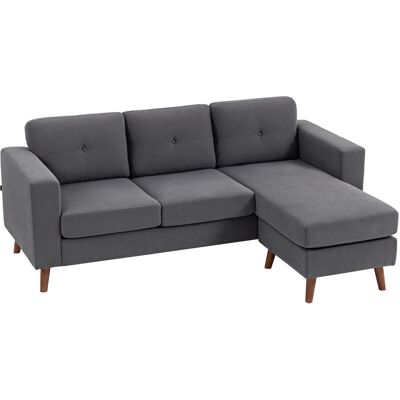 Homcom Sofá Chaise Longue Reversible de 3 Plazas Tapizado en Pana Marco de Acero para Espacios Reducidos Gris Oscuro Homcom Sofá Chaise Longue Reversible de 3 Plazas Tapizado en Pana Marco de Acero para Espacios Reducidos Gris Oscuro