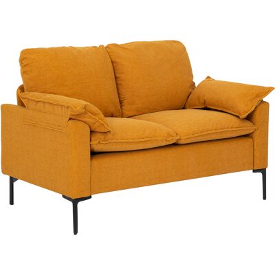 Homcom Sofá de 2 Plazas Tapizado en Terciopelo con Patas de Metal Reposabrazos Acolchado 130x77x84 cm Amarillo Homcom Sofá de 2 Plazas Tapizado en Terciopelo con Patas de Metal Reposabrazos Acolchado 130x77x84 cm Amarillo