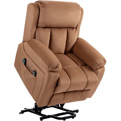Homcom Sillón Relax Reclinable Eléctrico Levanta Personas con Masaje Vibratorio y Calor Control Remoto Reposapiés Marrón Homcom Sillón Relax Reclinable Eléctrico Levanta Personas con Masaje Vibratorio y Calor Control Remoto Reposapiés Marrón